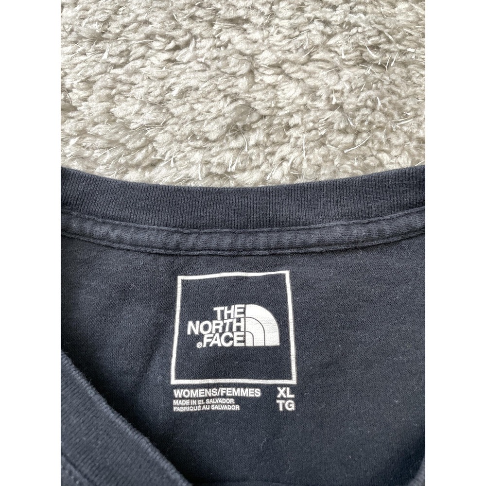 The North Face Shirt Womens XL Black Cropped Logo Short Sleeve Crewneck Tee - Picture 4 of 7